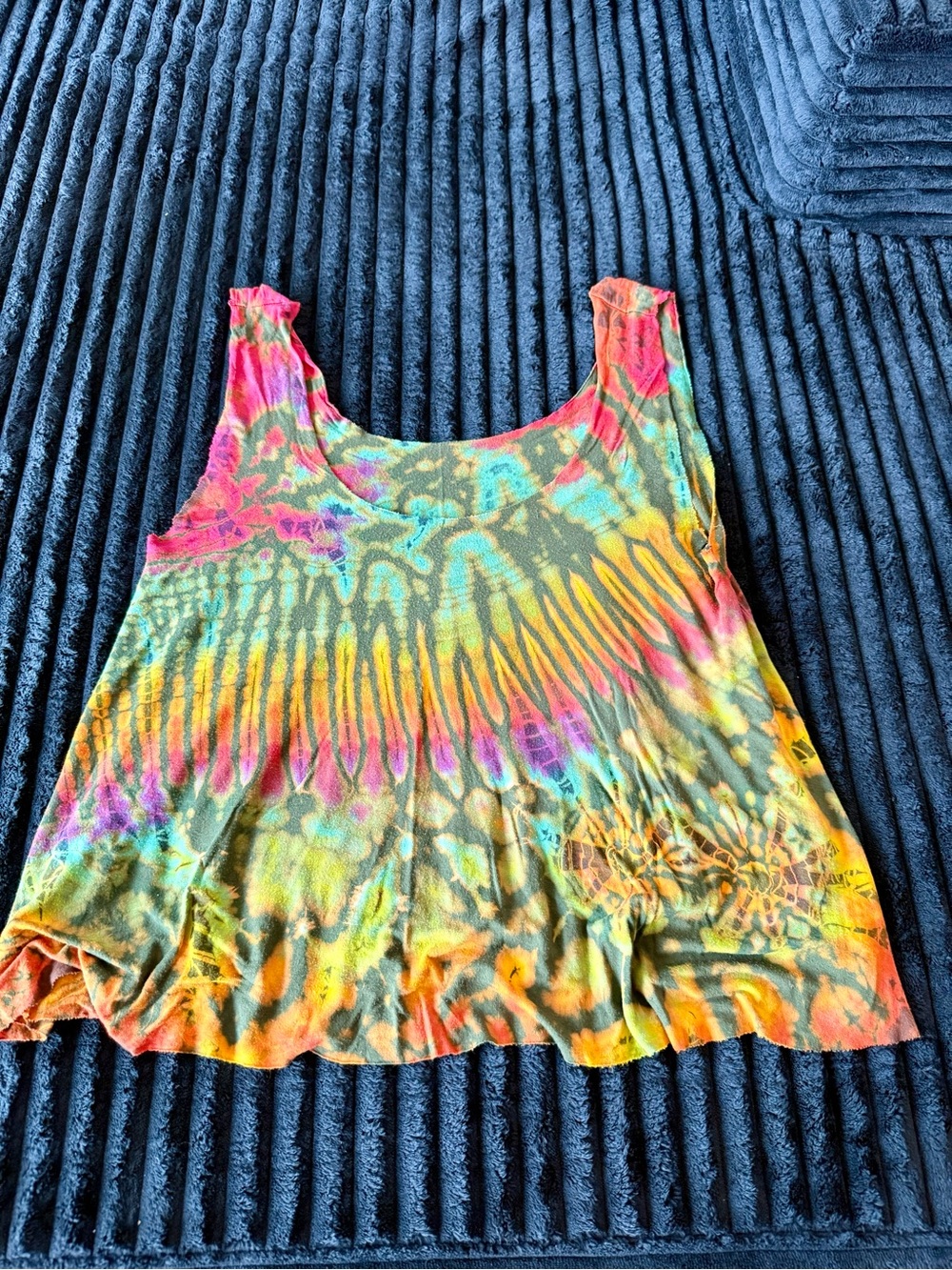 Multicolor Tie-Dye Scoop Tank Top - One Size